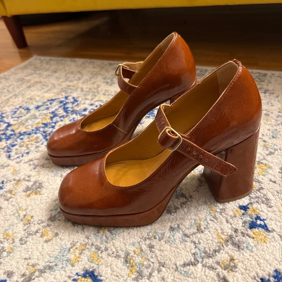 Sezane Georgia High Mary Janes Polished Camel - Size 7 - Picture 2 of 6